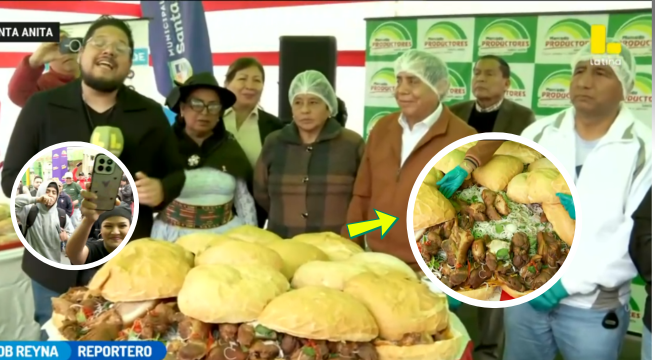 Arriba Mi Gente CELEBRA con el pan con chicharrón GIGANTE de Santa Anita